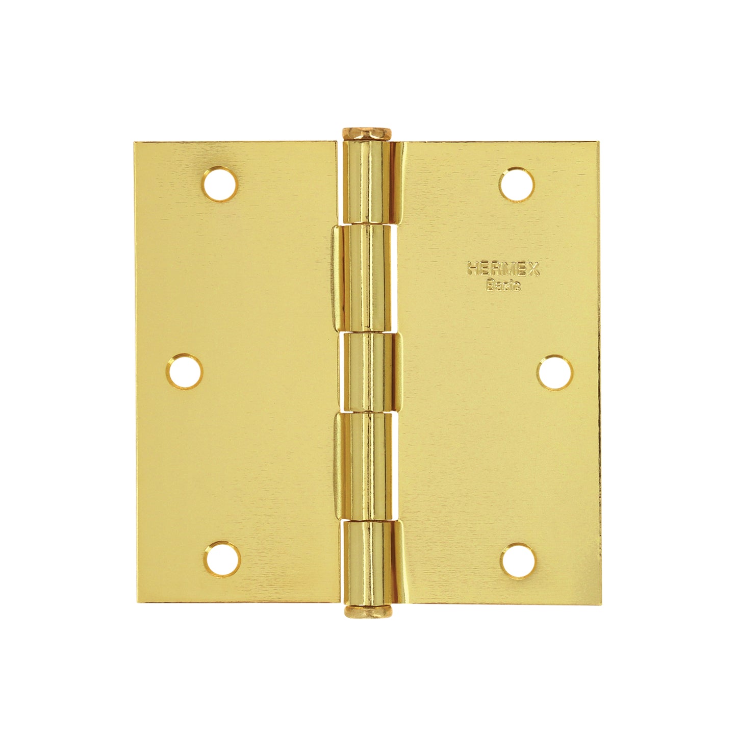 BC-351PP Bisagra cuadrada, latonada, cabeza plana, 3.5", Hermex Basic