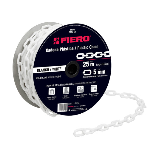 CAPL-5B Cadena de plástico de 5mm, blanca