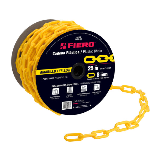 CAPL-8M Cadena de plástico de 8mm, amarilla