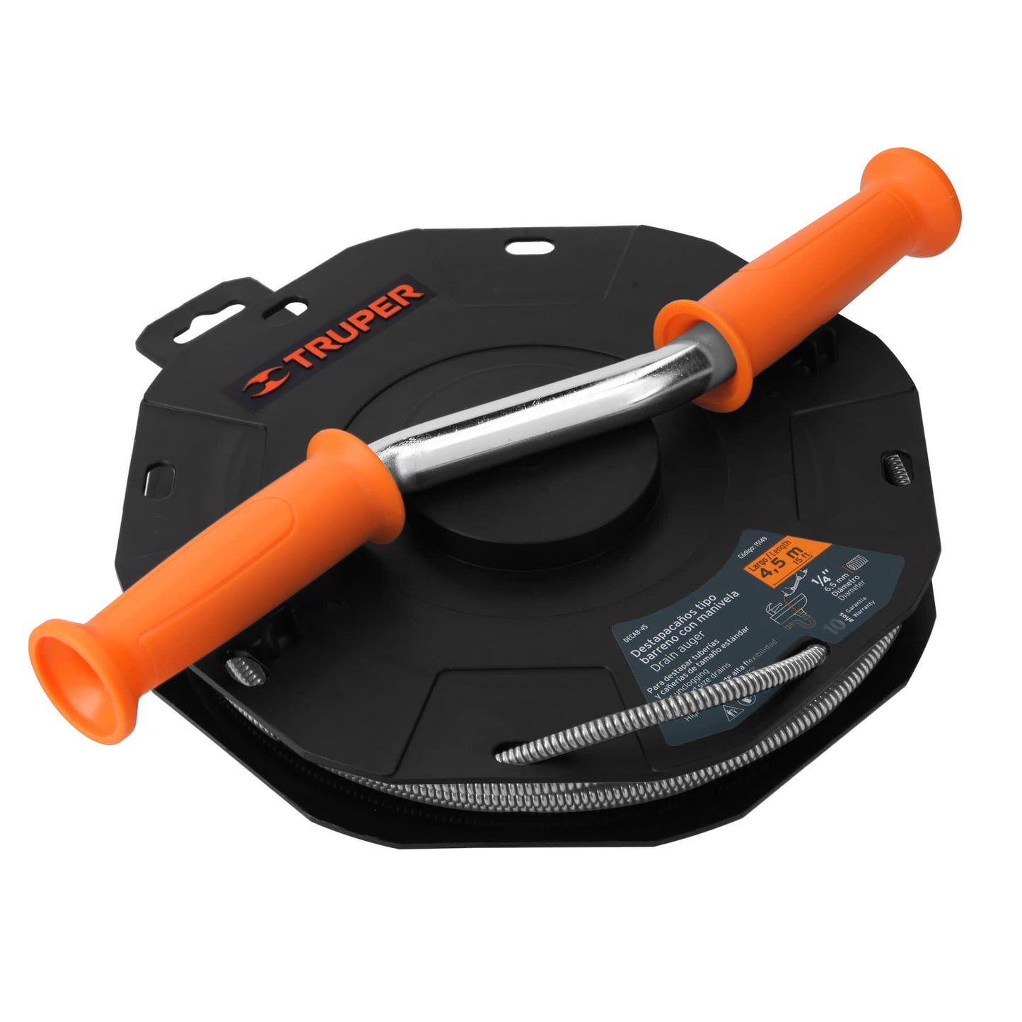 DECAB-45 Destapacaños barreno con manivela 1/4' x 15 ft