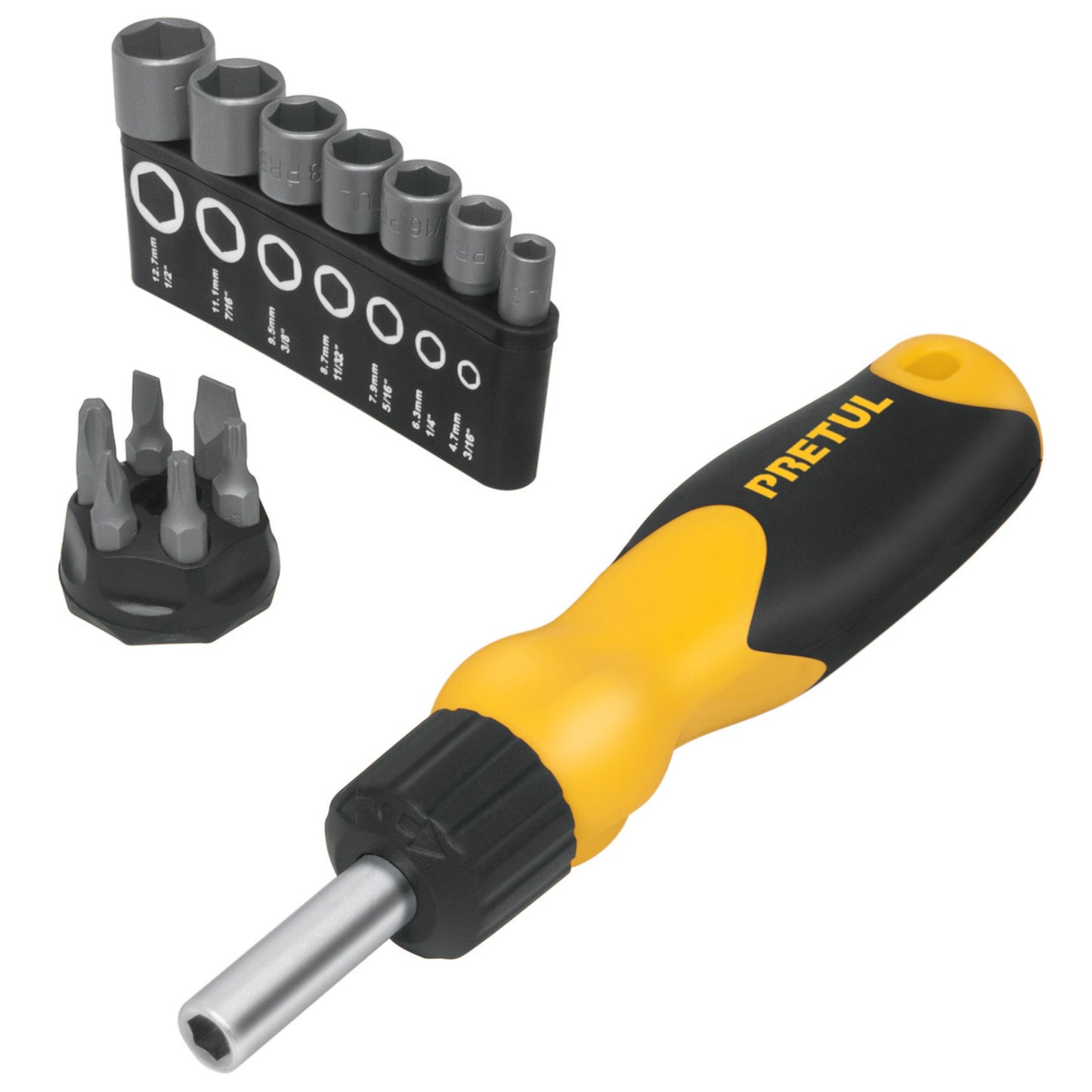 DES-14P Destornillador tipo ratchet y 13 puntas, Pretul