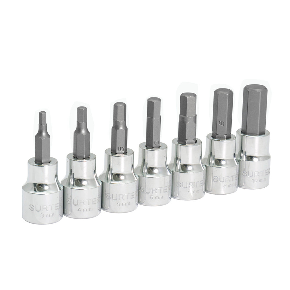 Jgo dados pta hex 3/8" mm 7pz