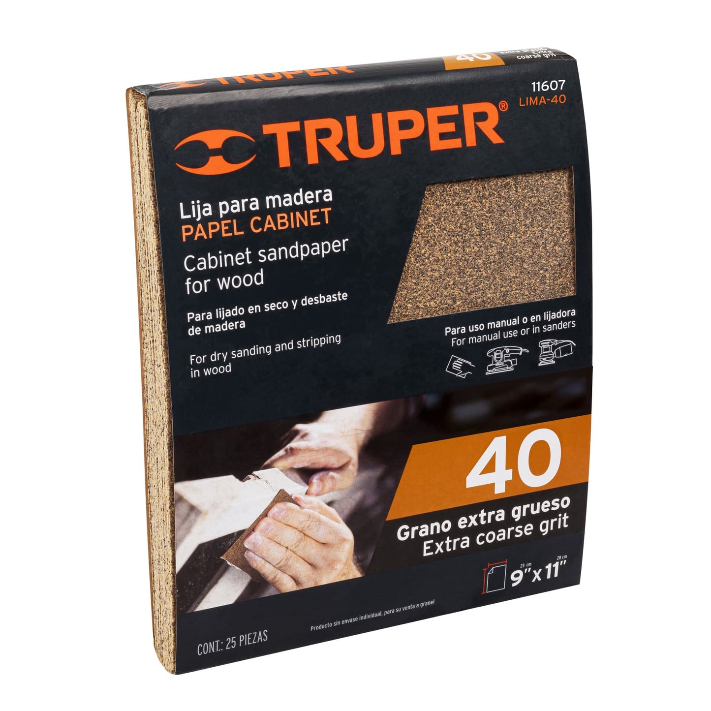 LIMA-40 Lija para madera papel cabinet, grano 40"