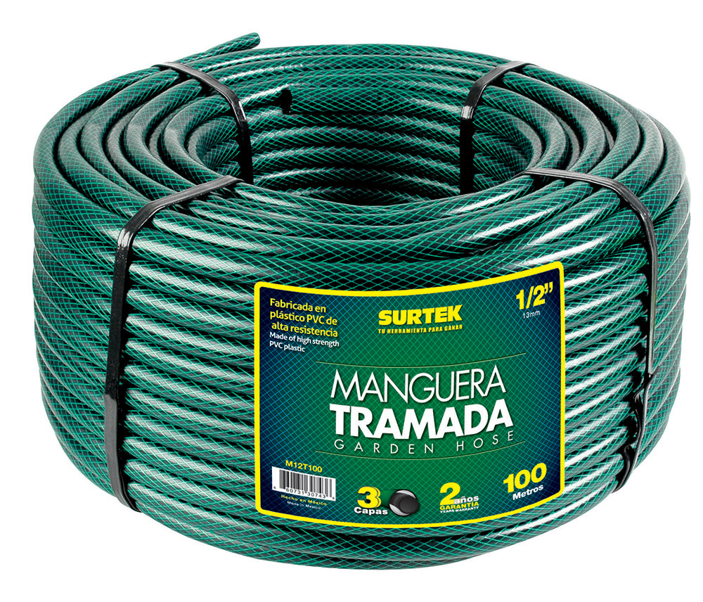 Manguera trama vde rl 1/2"100m
