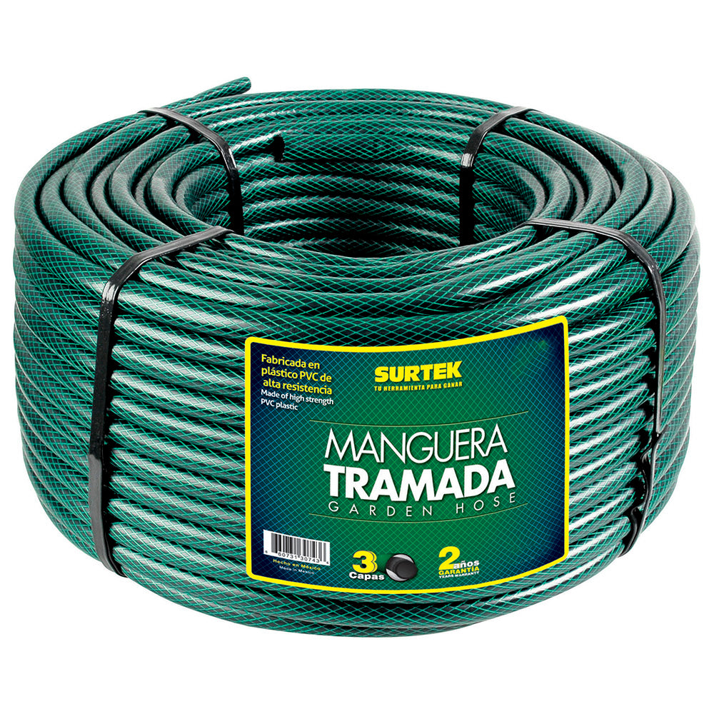 Manguera trama vde rl 1"100m