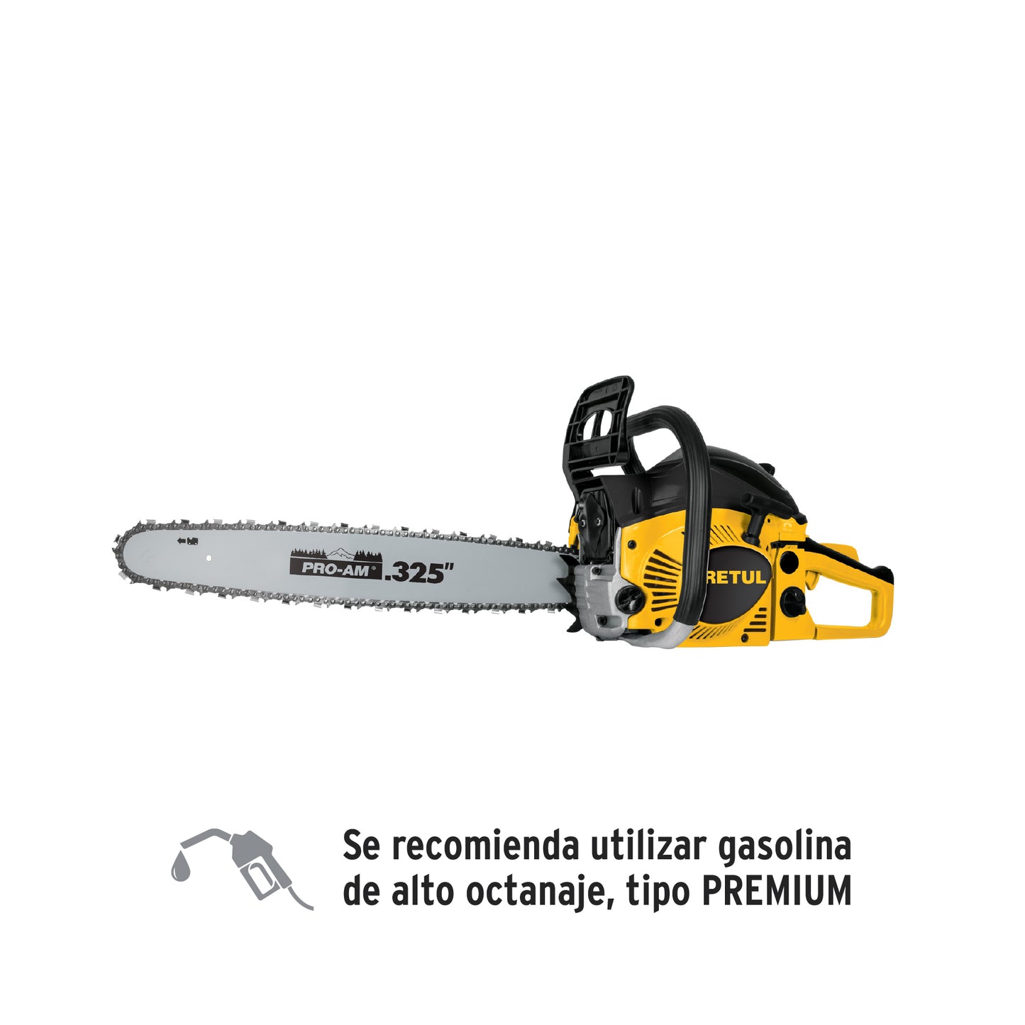 MOT-4520P Motosierra a gasolina, motor 45 cc, barra 20', Pretul"