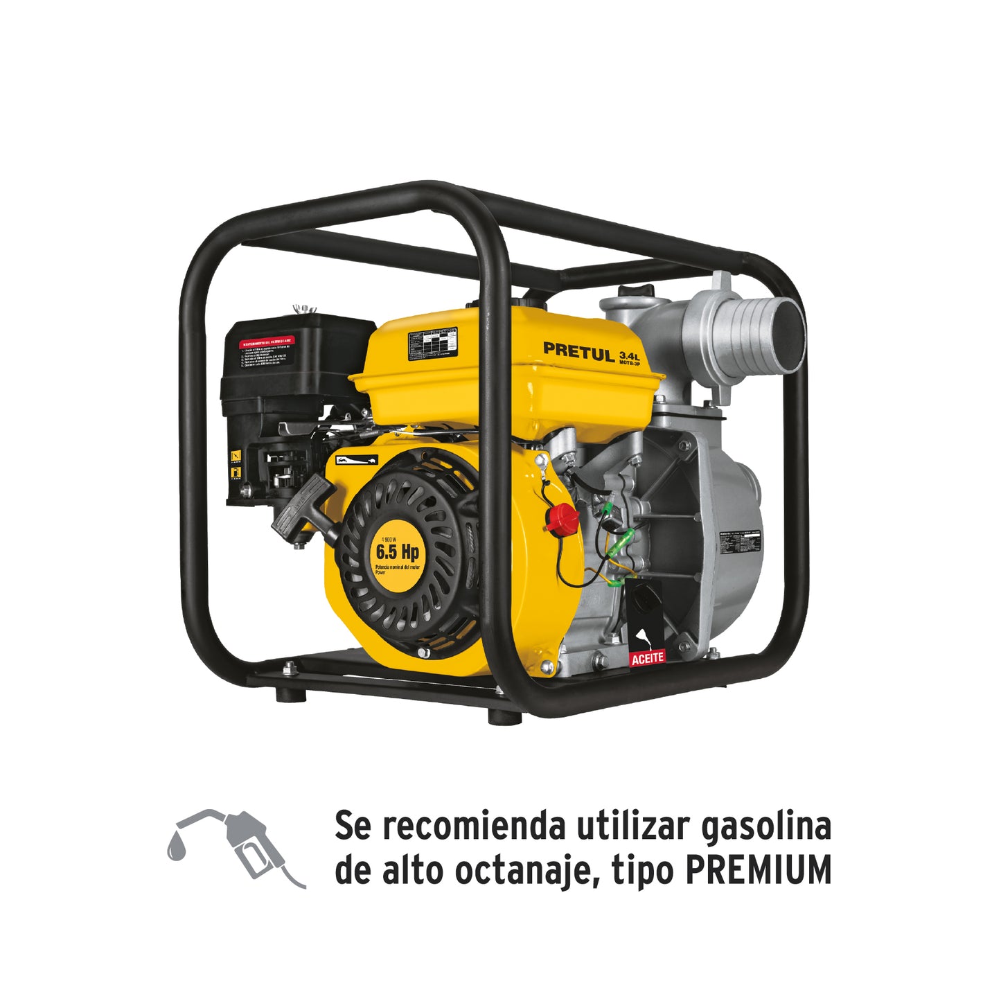 MOTB-3P Motobomba autocebante 3x3', 6-1/2 HP, a gasolina, Pretul"