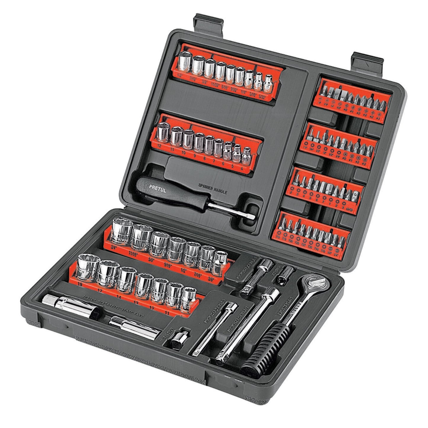 SET-90 Set de puntas y copas, 90 piezas, Pretul