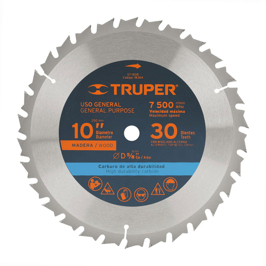 ST-1030 Disco sierra p/madera 10", 30 dientes, centro 5/8"