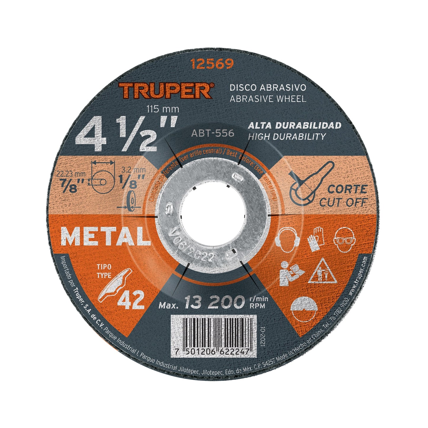 ABT-556 Disco para corte de metal, tipo 27, diámetro 4-1/2'