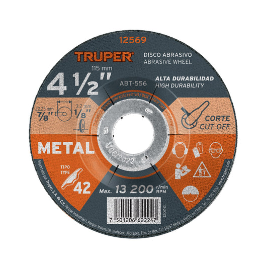ABT-556 Disco para corte de metal, tipo 27, diámetro 4-1/2'