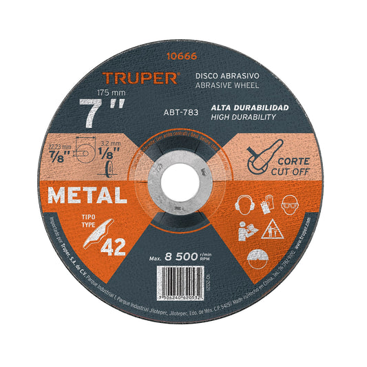 ABT-783 Disco de corte de metal  7", tipo 27, usos generales