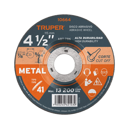 ABT-786 Disco para corte de metal, Tipo 41, 4-1/2", uso general