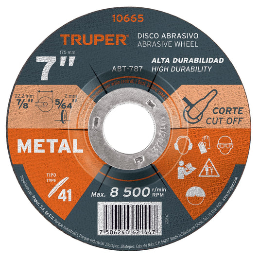ABT-787 Disco para corte de metal, Tipo 41, 7", uso general