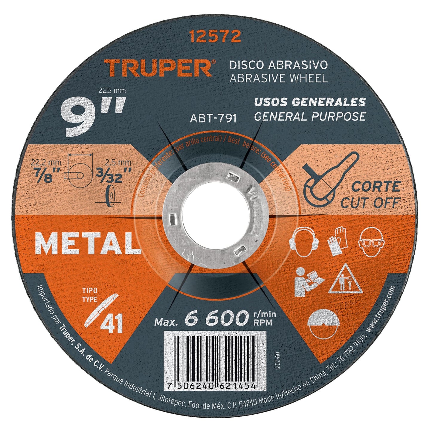 ABT-791 Disco para corte de metal, Tipo 41, 9", uso general