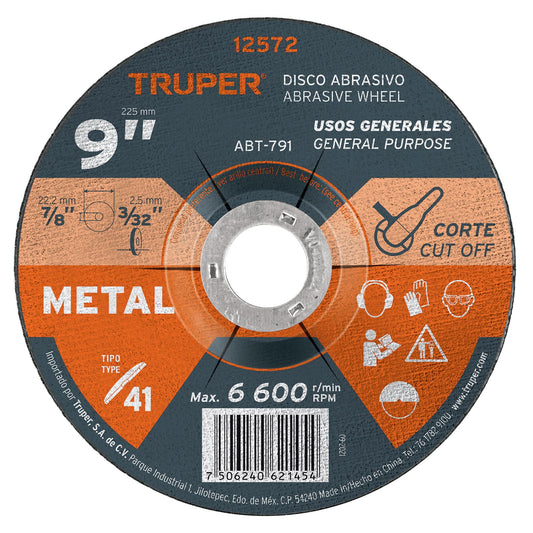 ABT-791 Disco para corte de metal, Tipo 41, 9", uso general