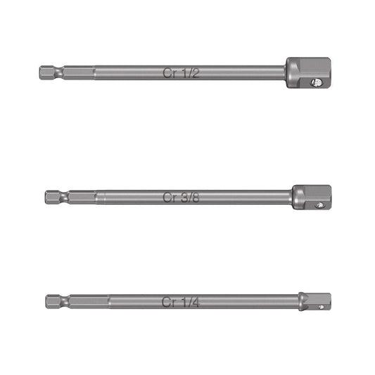 ADA-3L Juego de adaptadores largos para copas,1/4,3/8 y 1/2", 3pzas