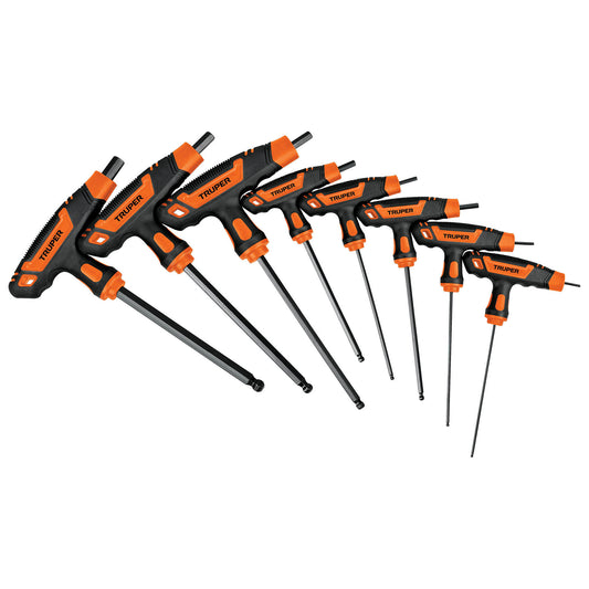 ALL-8TMX Juego de 8 llaves allen mango T, punta de bola,2 a 10 mm"