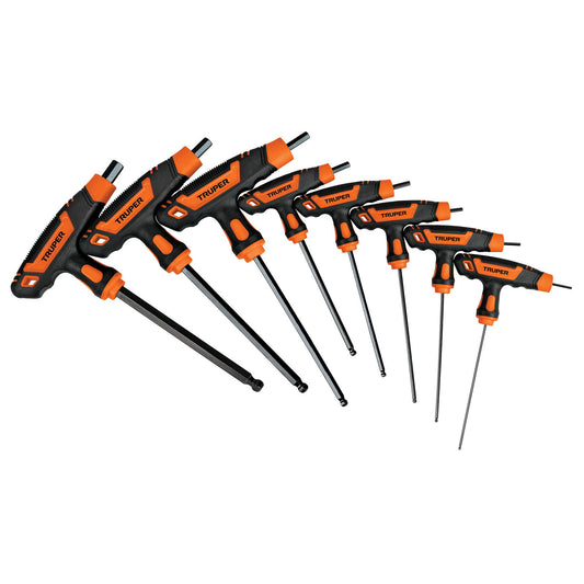 ALL-8TPX Juego de 8 llaves allen mango T, punta de bola, 5/64' a 3/8'"