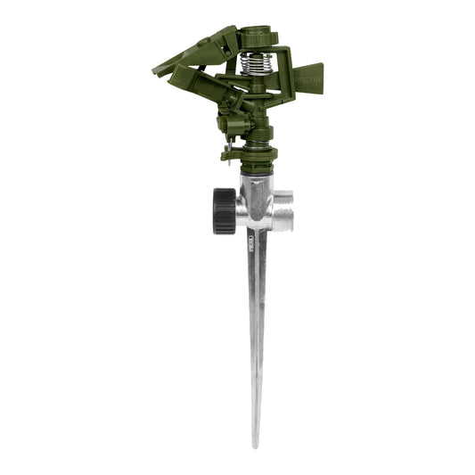ASVE-11X Aspersor verde, plástico, dos vías, estaca de zinc de 11'