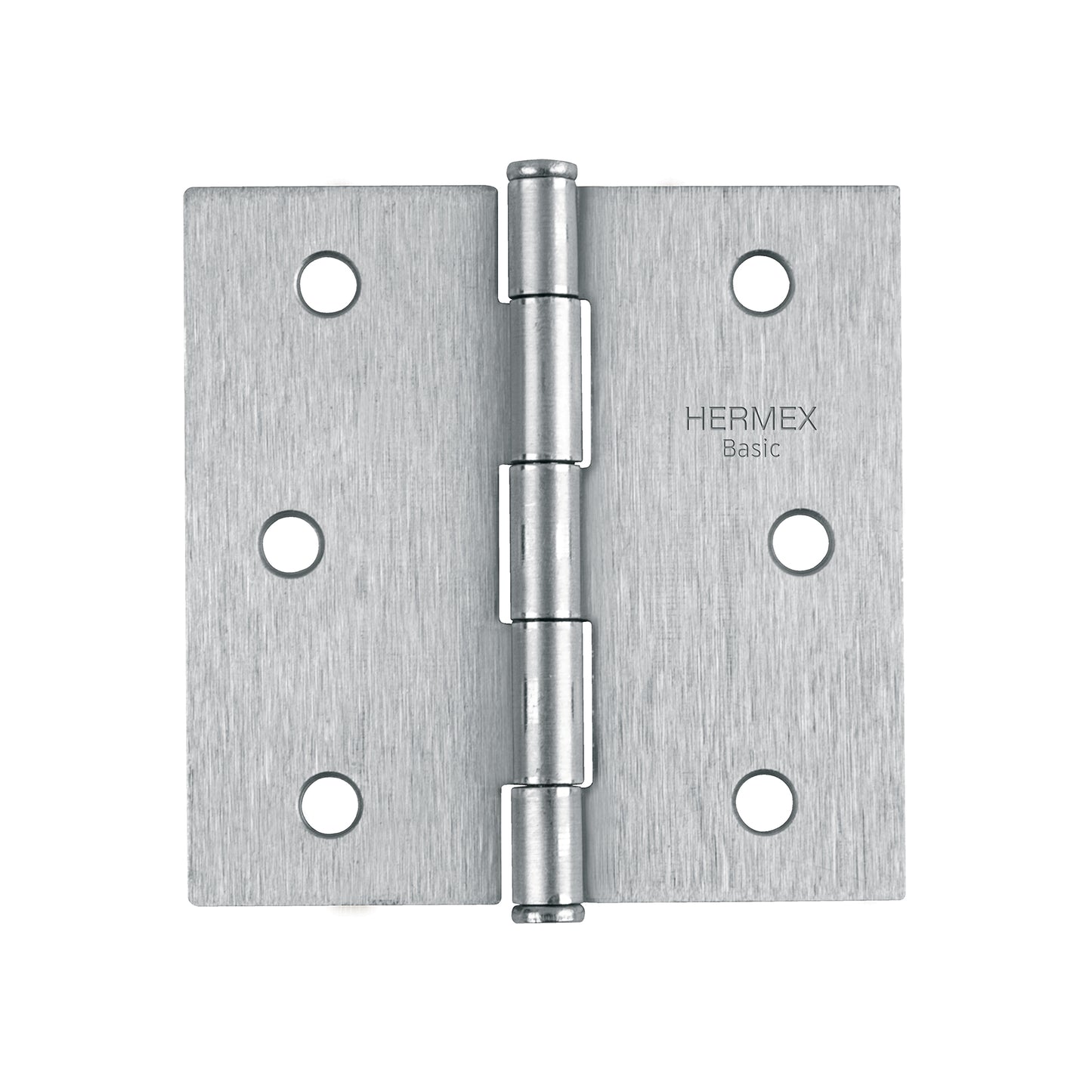 BC-303PP Bisagra cuadrada, cromo mate, cabeza plana, 3", Hermex Basic