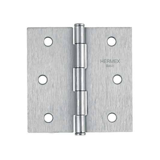 BC-303PP Bisagra cuadrada, cromo mate, cabeza plana, 3", Hermex Basic