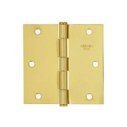 BC-351PP Bisagra cuadrada, latonada, cabeza plana, 3.5", Hermex Basic