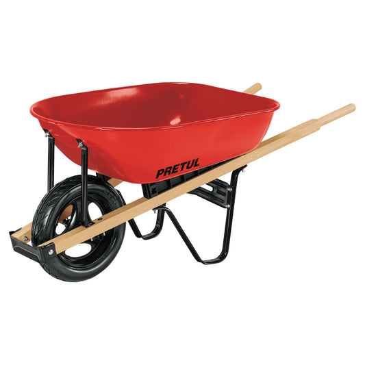 CAP-5WFFR Carretilla 5.5 ft3, mgos/madera 1-3/4", rueda antipinchazo, Pretul