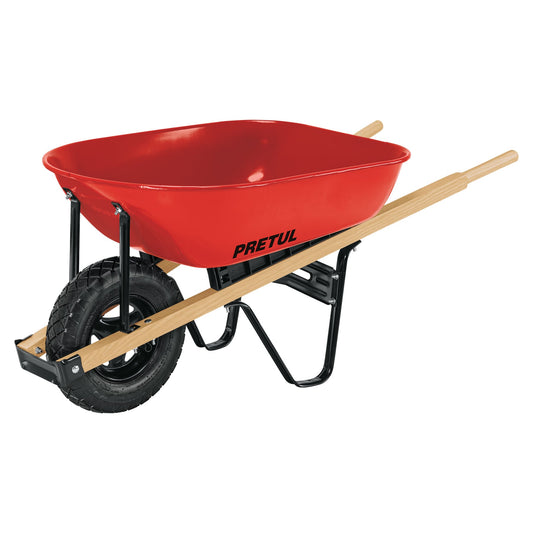 CAP-5WNDR Carretilla 5.5 ft3, mgos/madera 1-3/4", rueda neumática reforzada, Pretul