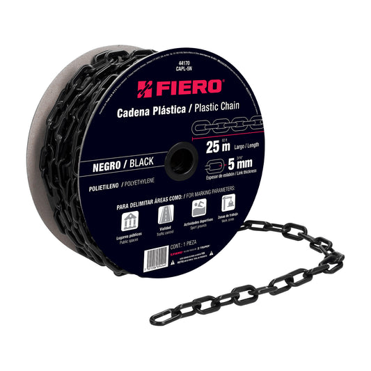 CAPL-5N Cadena de plástico de 5 mm, negra