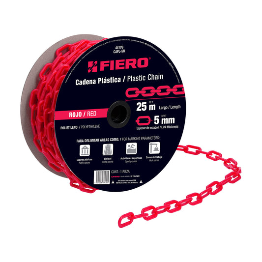 CAPL-5R Cadena de plástico de 5mm, roja