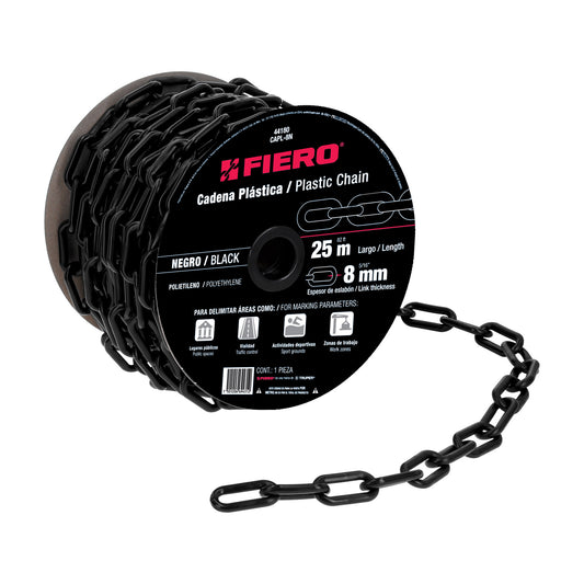 CAPL-8N Cadena de plástico de 8mm, negra