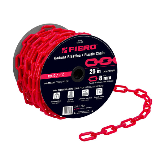 CAPL-8R Cadena de plástico de 8mm, roja