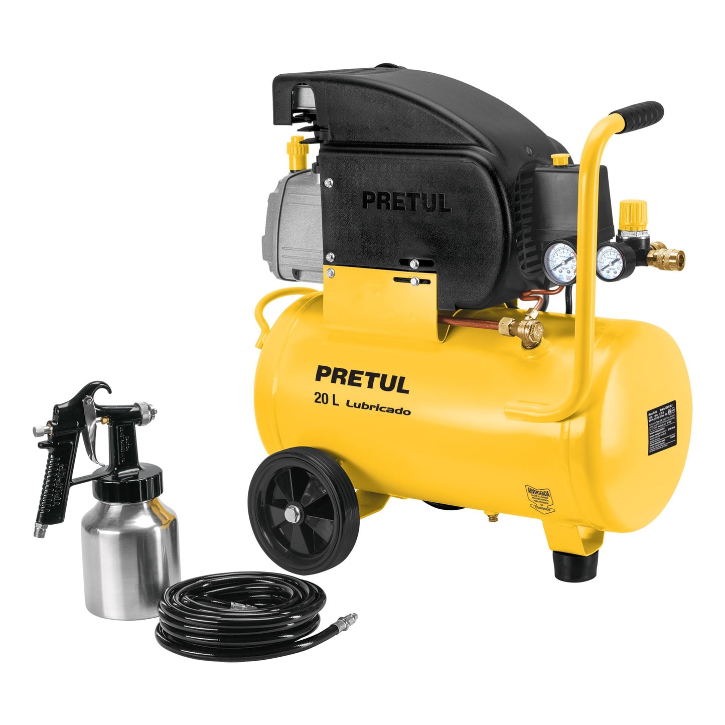 COMP-KIT20P Kit, compresor 20L, 2-1/2 HP,manguera PVC y pistola,Pretul"