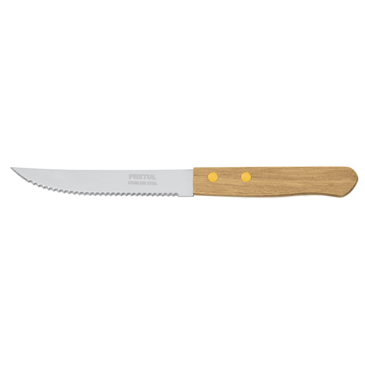 CUCH-M52 Cuchillo para asado con sierra, mango madera, 5'"