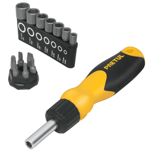 DES-14P Destornillador tipo ratchet y 13 puntas, Pretul