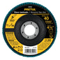 DLP-2716 Disco laminado flap, Tipo 29, 4-1/2", grano 40, centro 7/8", Pretul