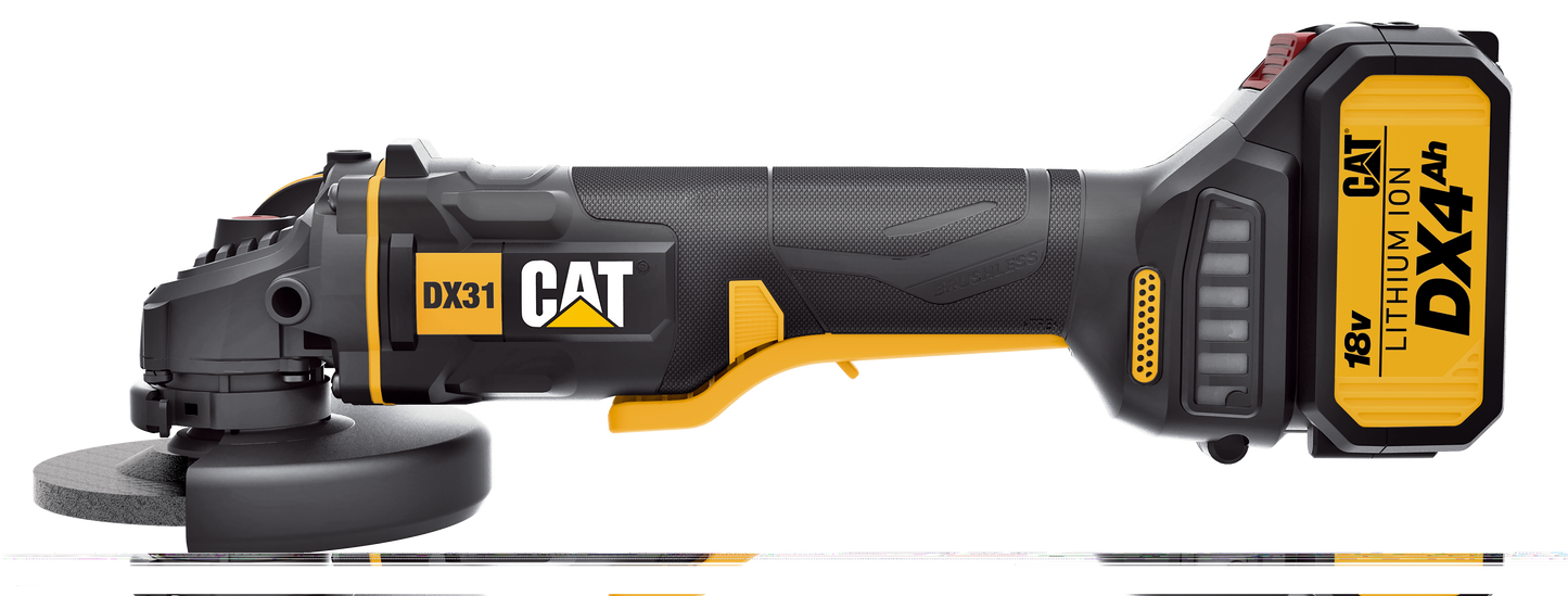 Pulidora CAT 4-1/2", modelo DX31KC0140, incluye batería 4.0Ah y cargador, ideal para trabajos portátiles de pulido.