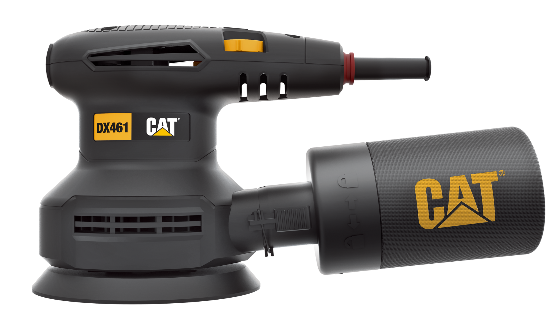 Lijadora roto orbital CAT 5", modelo DX461U, potente motor de 400W, ideal para acabados profesionales.