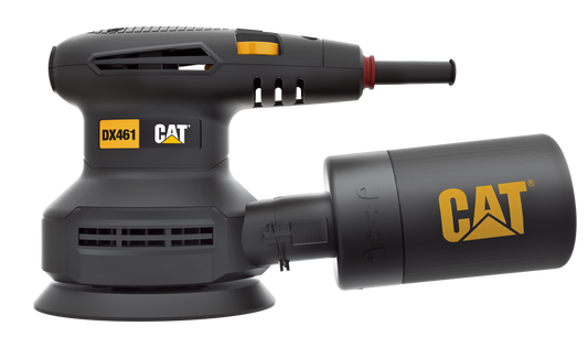 Lijadora roto orbital CAT 5", modelo DX461U, potente motor de 400W, ideal para acabados profesionales.