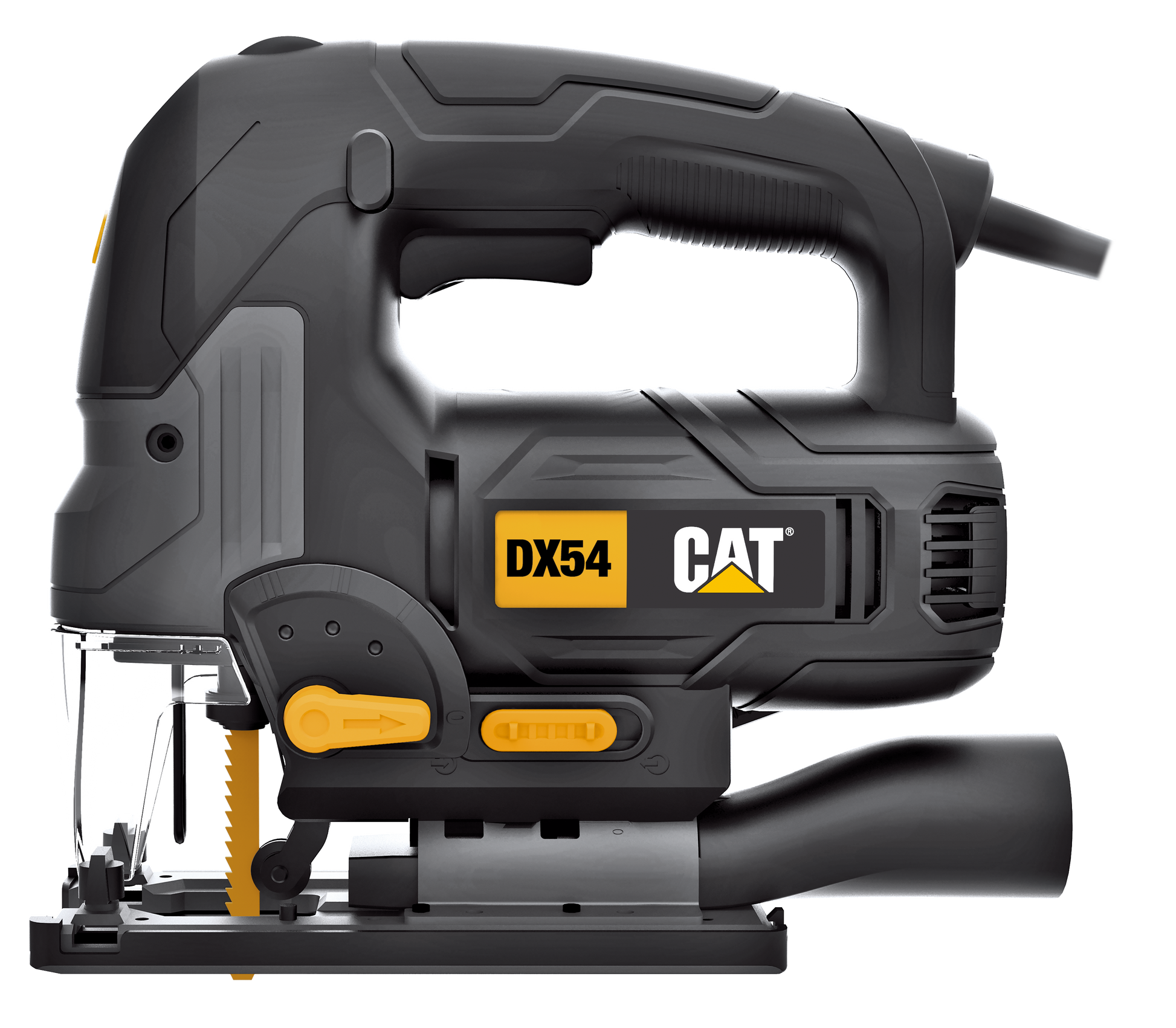 Sierra caladora CAT 750W, modelo DX54U, ideal para cortes precisos en madera y otros materiales.