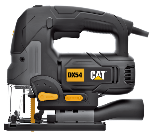 Sierra caladora CAT 750W, modelo DX54U, ideal para cortes precisos en madera y otros materiales.