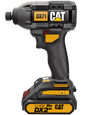 Atornillador de impacto CAT 1/4", modelo DX71B, motor sin escobillas, 18V de potencia, ideal para trabajos pesados.