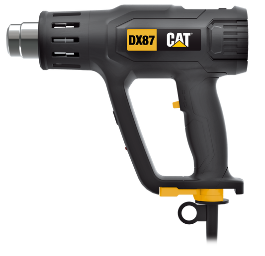 Pistola de calor CAT 1.800W, modelo DX87U, ideal para trabajos profesionales de soldadura y pintura.