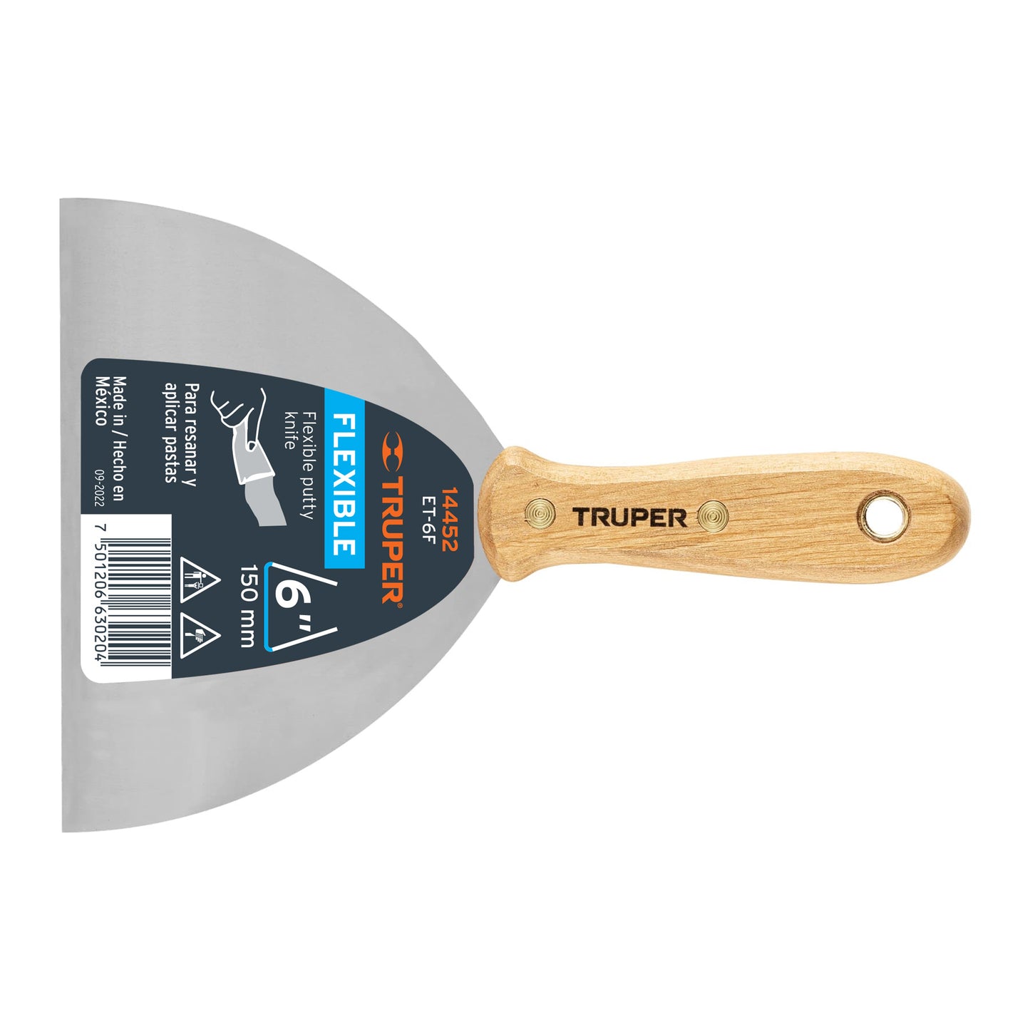 ET-6F Espátula flexible, mango de madera, 6'