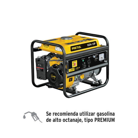 GEN-10P Generador eléctrico con motor a gasolina, 1.1 kW, Pretul"