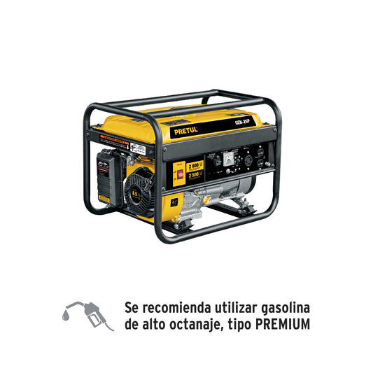 GEN-25P Generador eléctrico con motor a gasolina, 2.8 kW, Pretul"