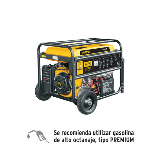 GEN-70P Generador eléctrico con motor a gasolina, 8 kW, Pretul"