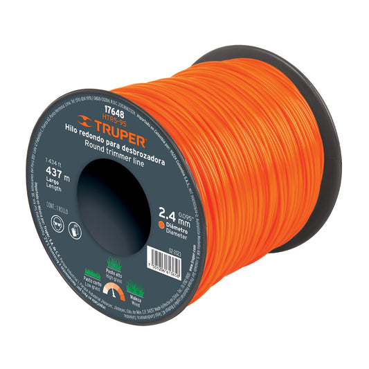 HTR5-95 Hilo redondo para guadañadora, carrete, 437 m, 2.4 mm