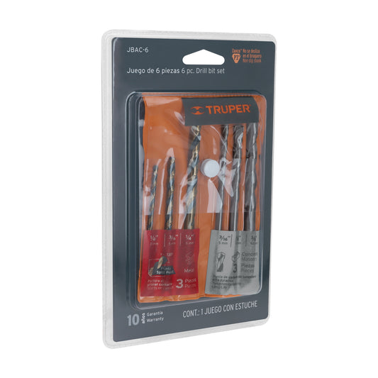 JBAC-6 Juego de brocas para metal y concreto, 6 piezas